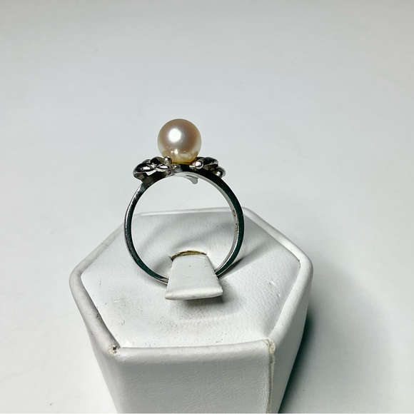 Vintage Tasaki Sterling Silver Japanese Pearl Ring SZ 6.5 - Picture 3 of 8